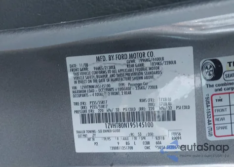 2009 Ford Mustang V6/V6 Premium z USA, uszkodzony, nr VIN 1ZVHT80N195145100